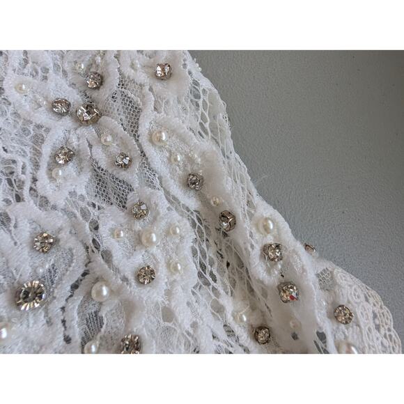 NWD Hemant & Nandita Sheer Lace Midi Dress Size S Ivory #NB460 - Picture 12 of 15